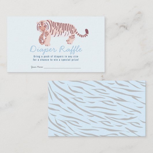 Blue Tiger Boy Baby shower Luier Raffle Ticket Informatiekaartje (Voorkant / Achterkant)