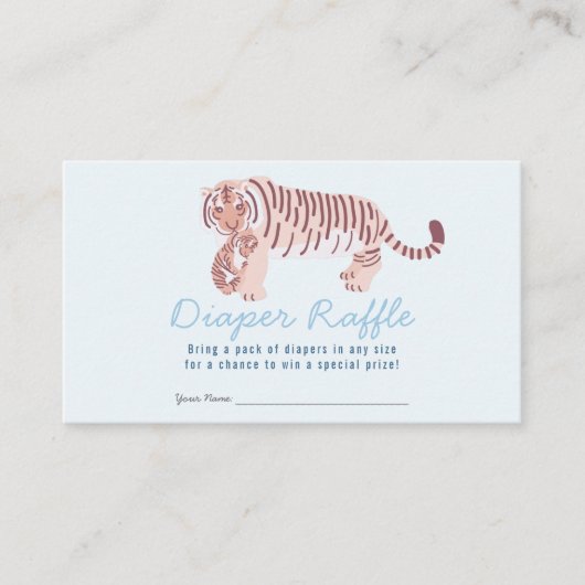 Blue Tiger Boy Baby shower Luier Raffle Ticket Informatiekaartje (Voorkant)