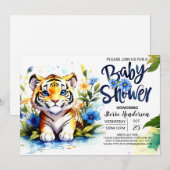 Blue Tiger Cub Baby shower Kaart (Voorkant / Achterkant)