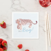 Blue Tiger & Cub Boy Baby shower Papieren servette Servet (Insitu)
