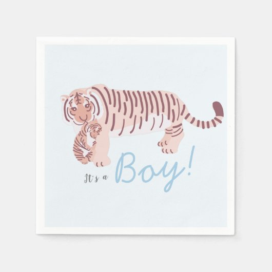 Blue Tiger & Cub Boy Baby shower Papieren servette Servet (Voorkant)
