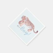 Blue Tiger & Cub Boy Baby shower Papieren servette Servet (Hoek)