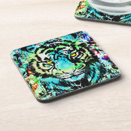 Blue Tiger Head - Tiger Portrait Beverage Coaster Bier Onderzetter