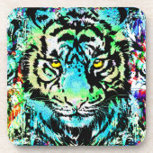 Blue Tiger Head - Tiger Portrait Beverage Coaster Bier Onderzetter (Voorkant)