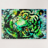 Blue Tiger Head - Tiger Portrait Jigzaag Puzzle Legpuzzel (Horizontaal)