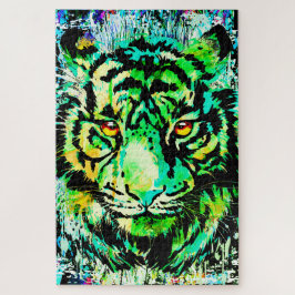 Blue Tiger Head - Tiger Portrait Jigzaag Puzzle Legpuzzel