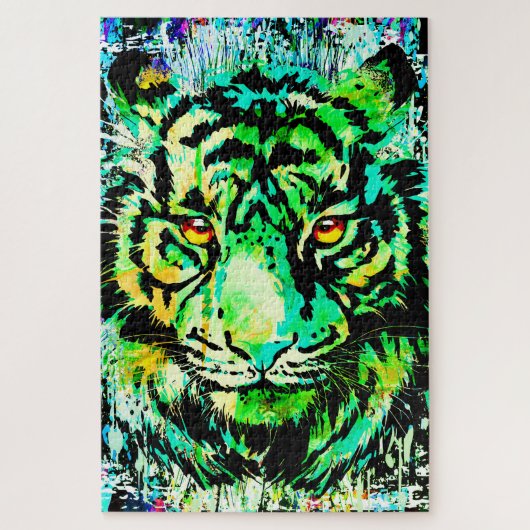 Blue Tiger Head - Tiger Portrait Jigzaag Puzzle Legpuzzel (Verticaal)