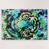Blue Tiger Head - Tiger Portret Puzzle Legpuzzel (Horizontaal)