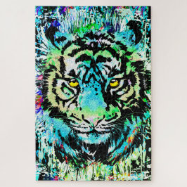 Blue Tiger Head - Tiger Portret Puzzle Legpuzzel