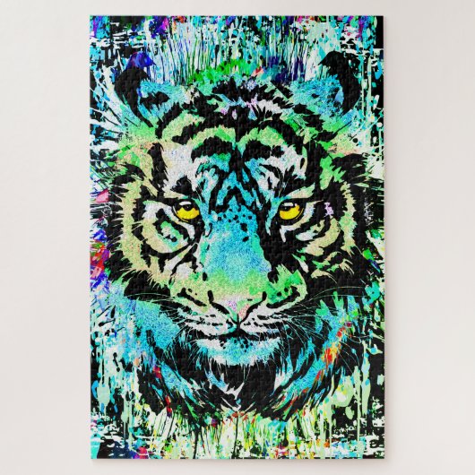 Blue Tiger Head - Tiger Portret Puzzle Legpuzzel (Verticaal)