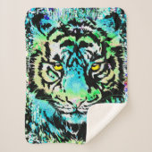 Blue Tiger Head - Tiger Portret Sherpa Deken (Voorkant)