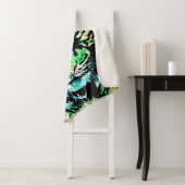 Blue Tiger Head - Tiger Portret Sherpa Deken (In situ)