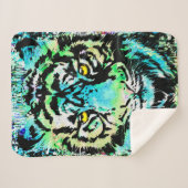 Blue Tiger Head - Tiger Portret Sherpa Deken (Voorkant (horizontaal))
