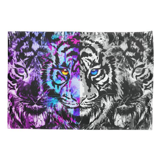 Blue Tiger Kussensloop Grey Tiger Face (Achterkant)