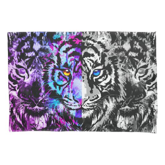 Blue Tiger Kussensloop Grey Tiger Face (Voorkant)