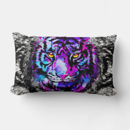 Blue Tiger Lumbar Pillow - Colorful Tiger Head Kussen