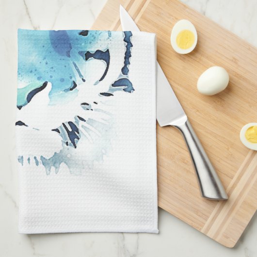Blue Tiger Waterverf Animal Kitchen Towel Theedoek (Quarter Fold)