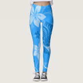 Blue Tiki Hawaiian Leggings (Voorkant)