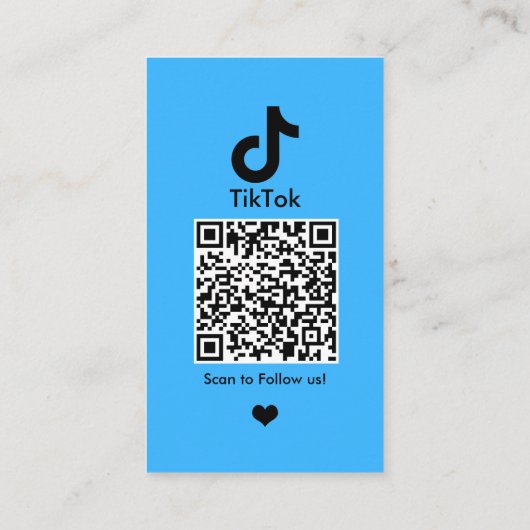 Blue TikTok Social Media QR Code Visitekaartje (Achterkant)