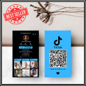 Blue TikTok Social Media QR Code Visitekaartje
