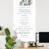 Blue Tile Floral | Huwelijksprogramma Griekenland Poster (Thuiskantoor)
