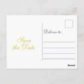 Blue Tile Floral Lemon Bridal Shower Save the Date Briefkaart (Achterkant)