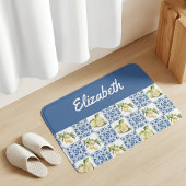Blue Tile French Country Lemon Custom Name Badmat