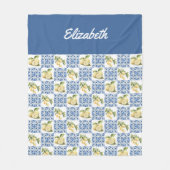 Blue Tile French Country Lemon Custom Name Fleece Deken (Voorkant)