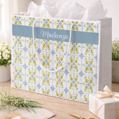 Blue Tile French Country Lemon Name Monogram Groot Cadeauzakje