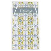 Blue Tile French Country Lemon Name Monogram Klein Cadeauzakje (Achterkant)