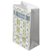 Blue Tile French Country Lemon Name Monogram Klein Cadeauzakje (Voorkant Gekanteld)