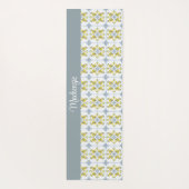 Blue Tile French Country Lemon Name Monogram Yogamat (Achterkant)