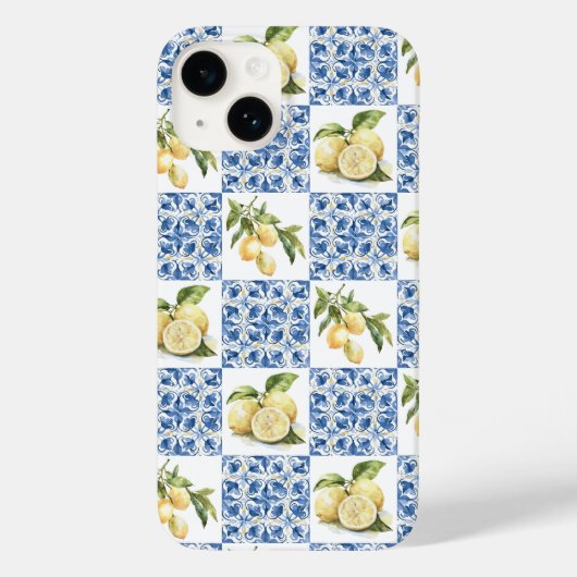 Blue Tile French Country Lemon Pattern Case-Mate iPhone Case (Achterkant)