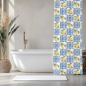 Blue Tile French Country Lemon Pattern Douchegordijn