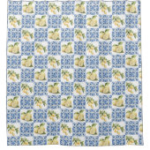 Blue Tile French Country Lemon Pattern Douchegordijn (Voorkant)