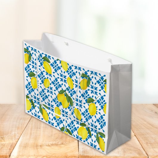 Blue Tile French Country Lemon Pattern Groot Cadeauzakje
