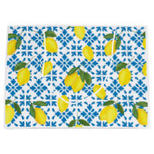 Blue Tile French Country Lemon Pattern Groot Cadeauzakje (Voorkant)
