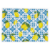 Blue Tile French Country Lemon Pattern Groot Cadeauzakje (Achterkant)