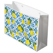 Blue Tile French Country Lemon Pattern Groot Cadeauzakje (Voorkant Gekanteld)