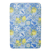 Blue Tile French Country Lemon Pattern Home Decor Badmat (Voorkant Verticaal)