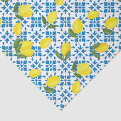 Blue Tile French Country Lemon Pattern Monogram  Tissuepapier (Detail)
