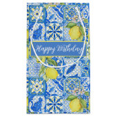 Blue Tile French Country Lemon Pattern Name Klein Cadeauzakje (Achterkant)