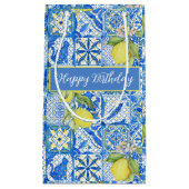 Blue Tile French Country Lemon Pattern Name Klein Cadeauzakje (Voorkant)