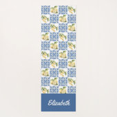 Blue Tile French Country Lemon Pattern Name Yogamat (Achterkant)