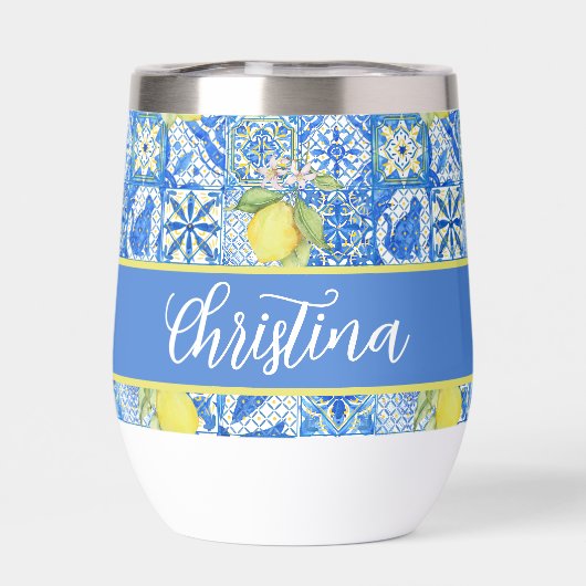 Blue Tile French Country Lemon Pattern Provencal (Achterkant)