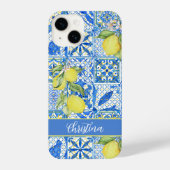 Blue Tile French Country Lemon Pattern Provencal iPhone Hoesje (Achterkant)