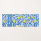 Blue Tile French Country Lemon Pattern Provencal Yogamat (Voorkant (horizontaal))