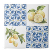 Blue Tile French Country Lemon Pattern Tile Tegeltje (Voorkant)