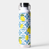 Blue Tile French Country Lemon Pattern Waterfles (Voorkant)