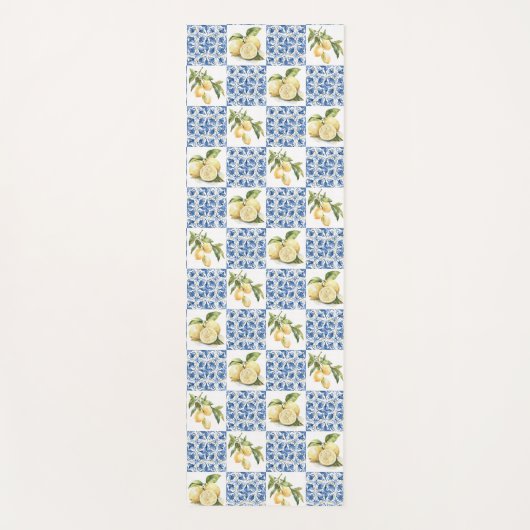 Blue Tile French Country Lemon Pattern Yogamat (Voorkant)